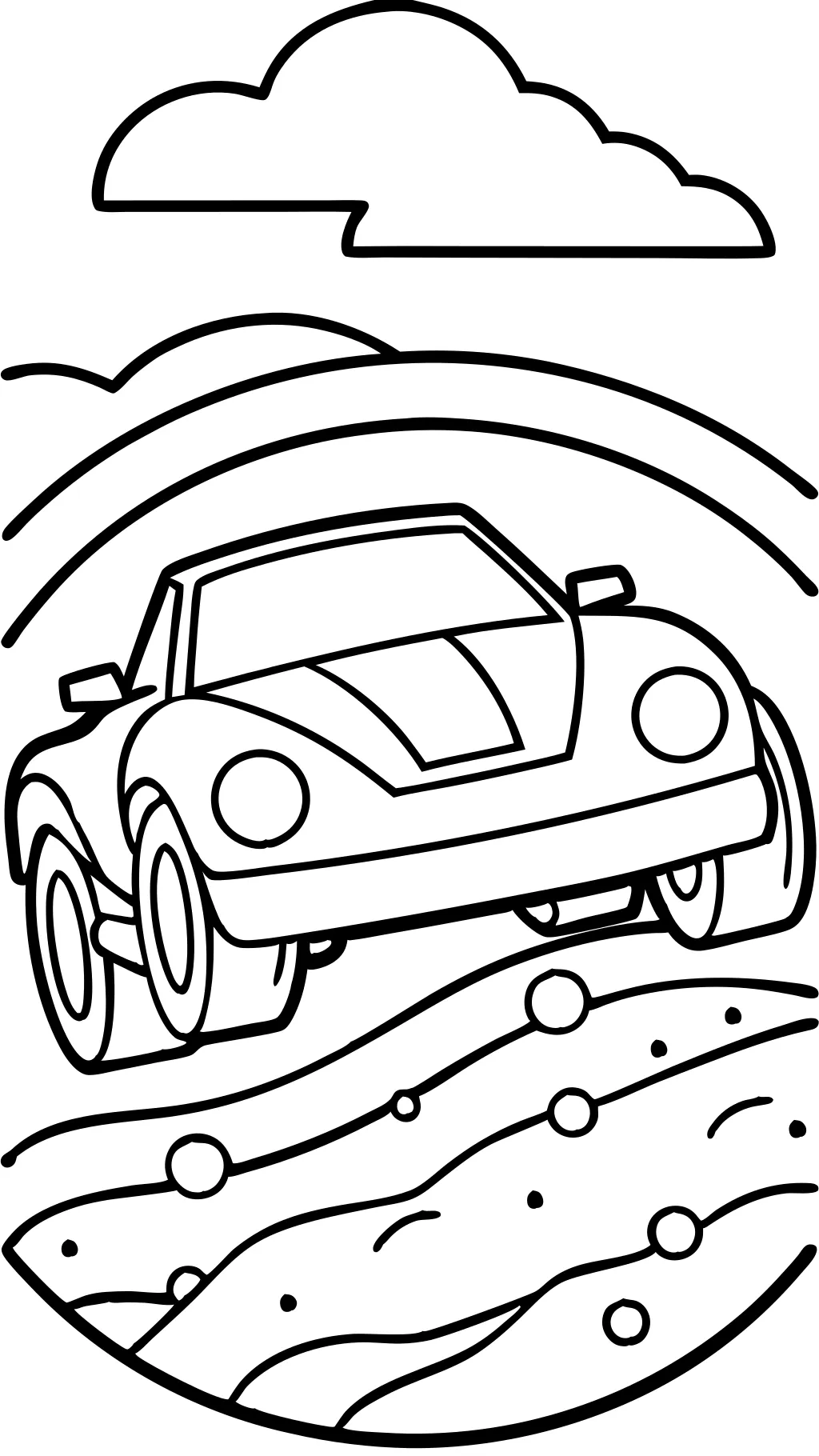 Dibujo de línea Página para colorear del auto de carreras